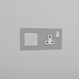 1G 50mm Module & Single Socket UK Plate _ Paintable White
