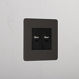 Bronze Elegant 2x Usb A+C Socket Black