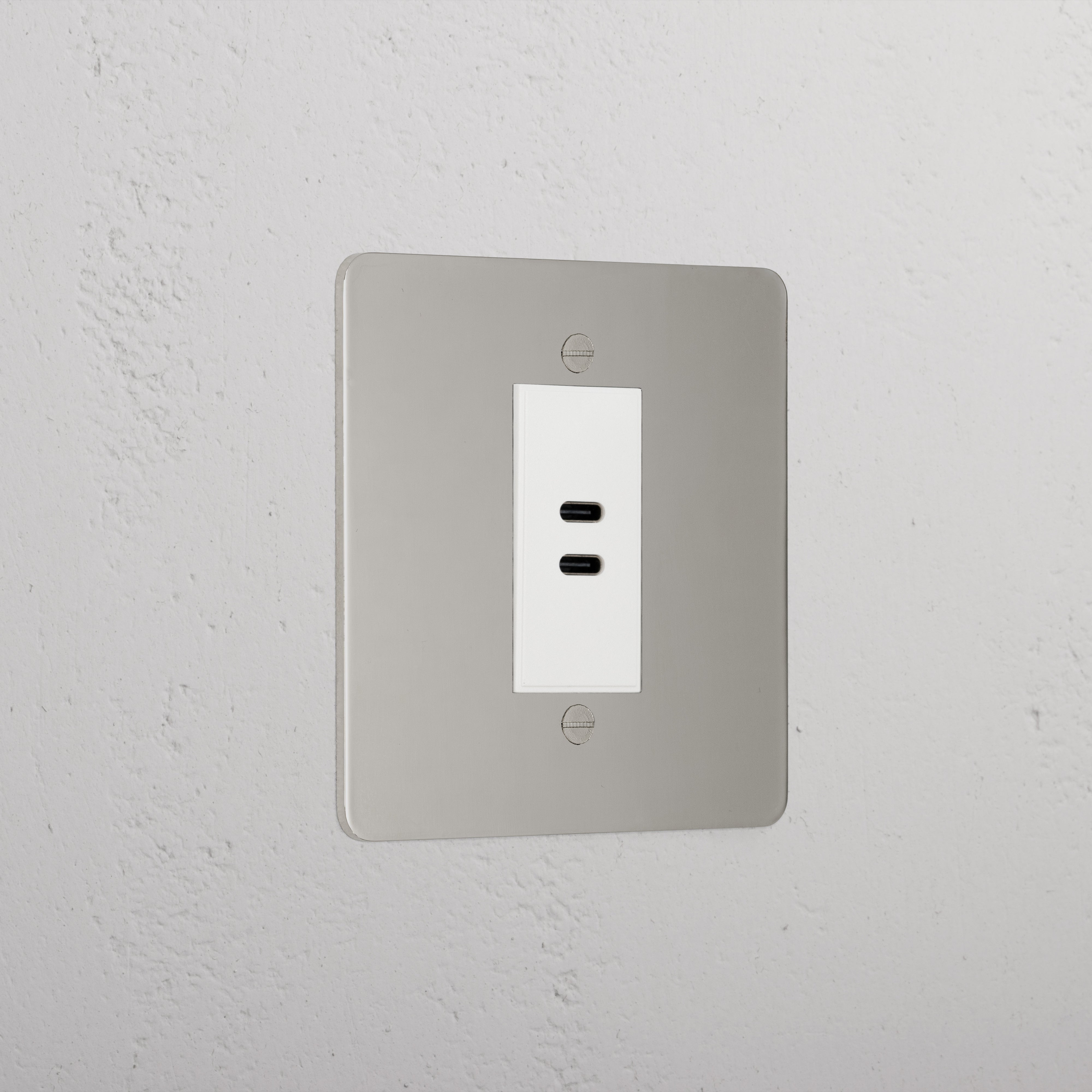 Luxury Polished Nickel Usb C+C Socket Black