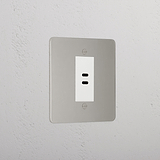 Luxury Polished Nickel Usb C+C Socket Black