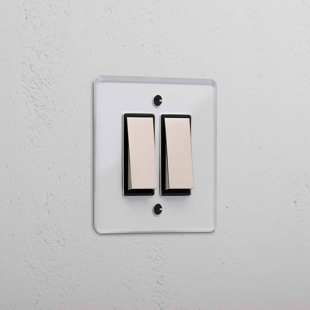 2G Two Way Rocker Switch - Clear Polished Nickel Black