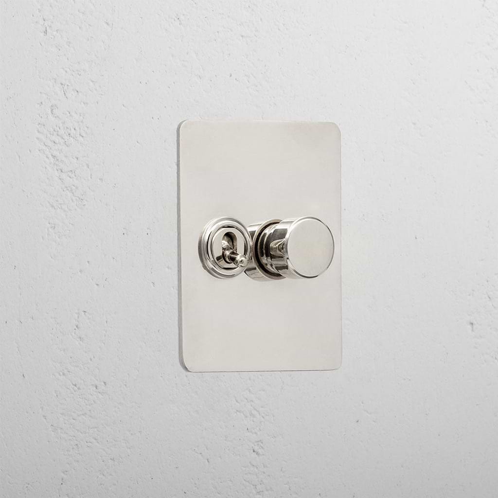 Luxury Polished Nickel Slimline 2 Gang Mixed Light Switch