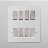 White 8G Two Way Rocker Switch with a paintable polished nickel finish, part of the 8G Switches & Dimmers range.