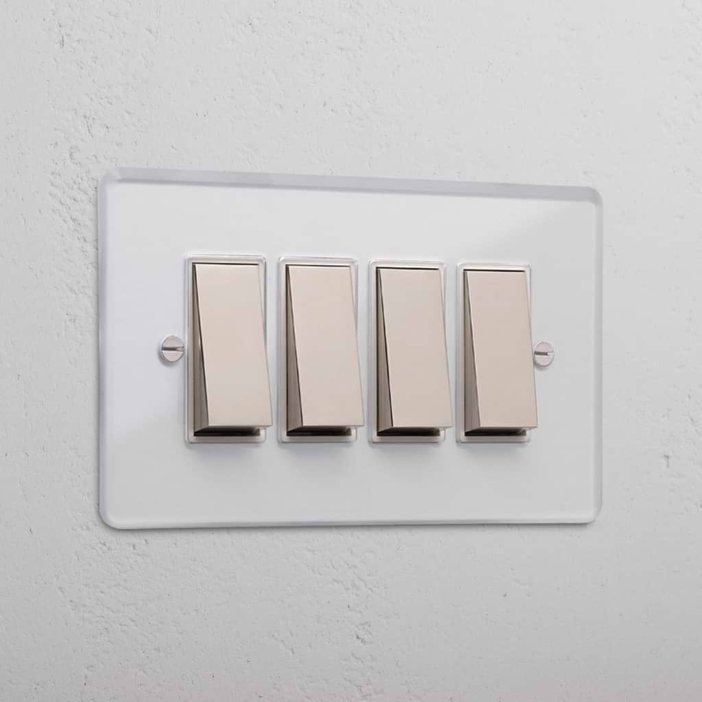 4G Two Way Rocker Switch - Clear Polished Nickel White