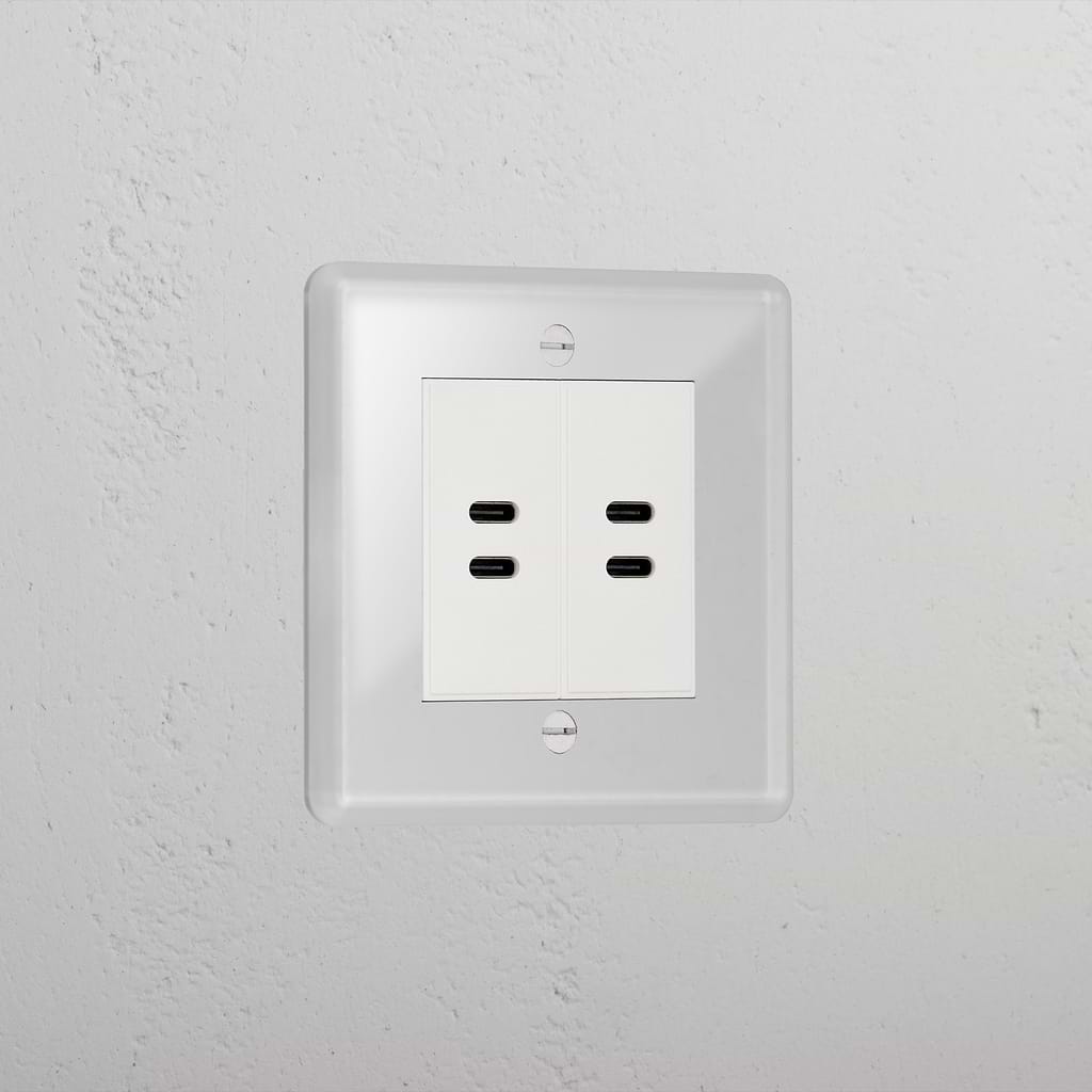 Clear 2x Usb C+C Premium Socket White