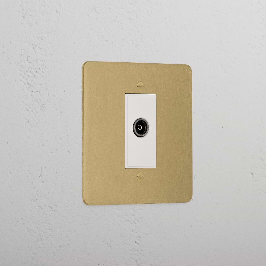 Premium Antique Brass Tv Outlet Socket White