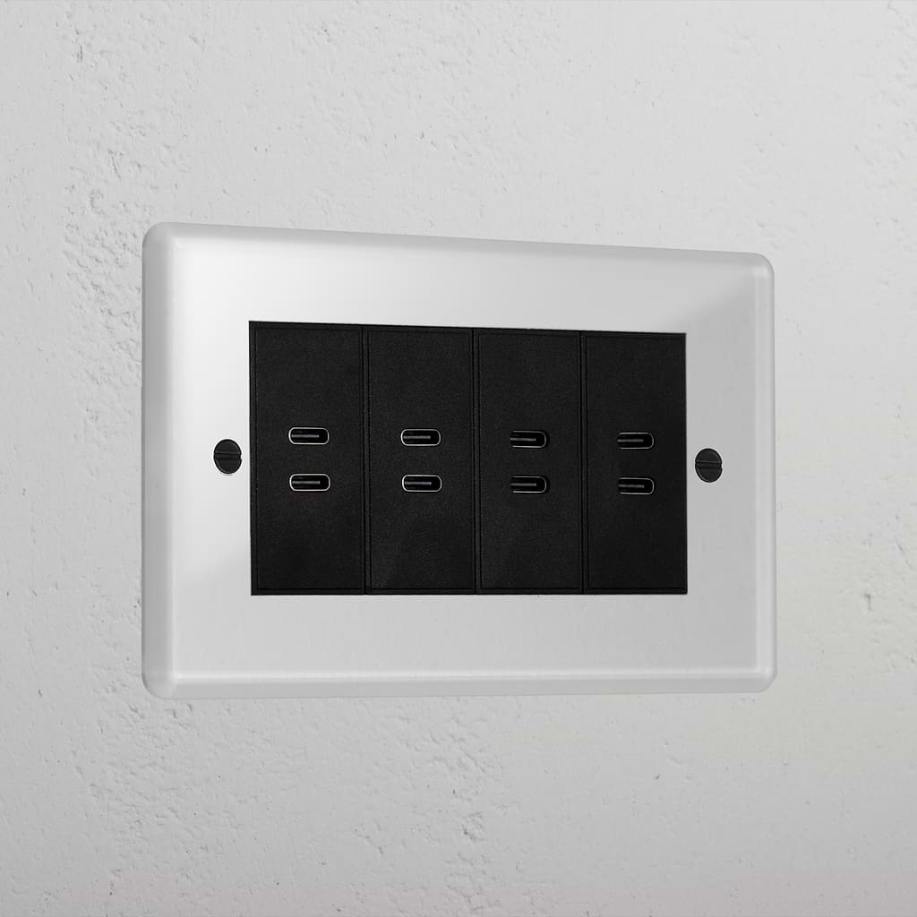8x Usb-C Ports Socket - Clear Black