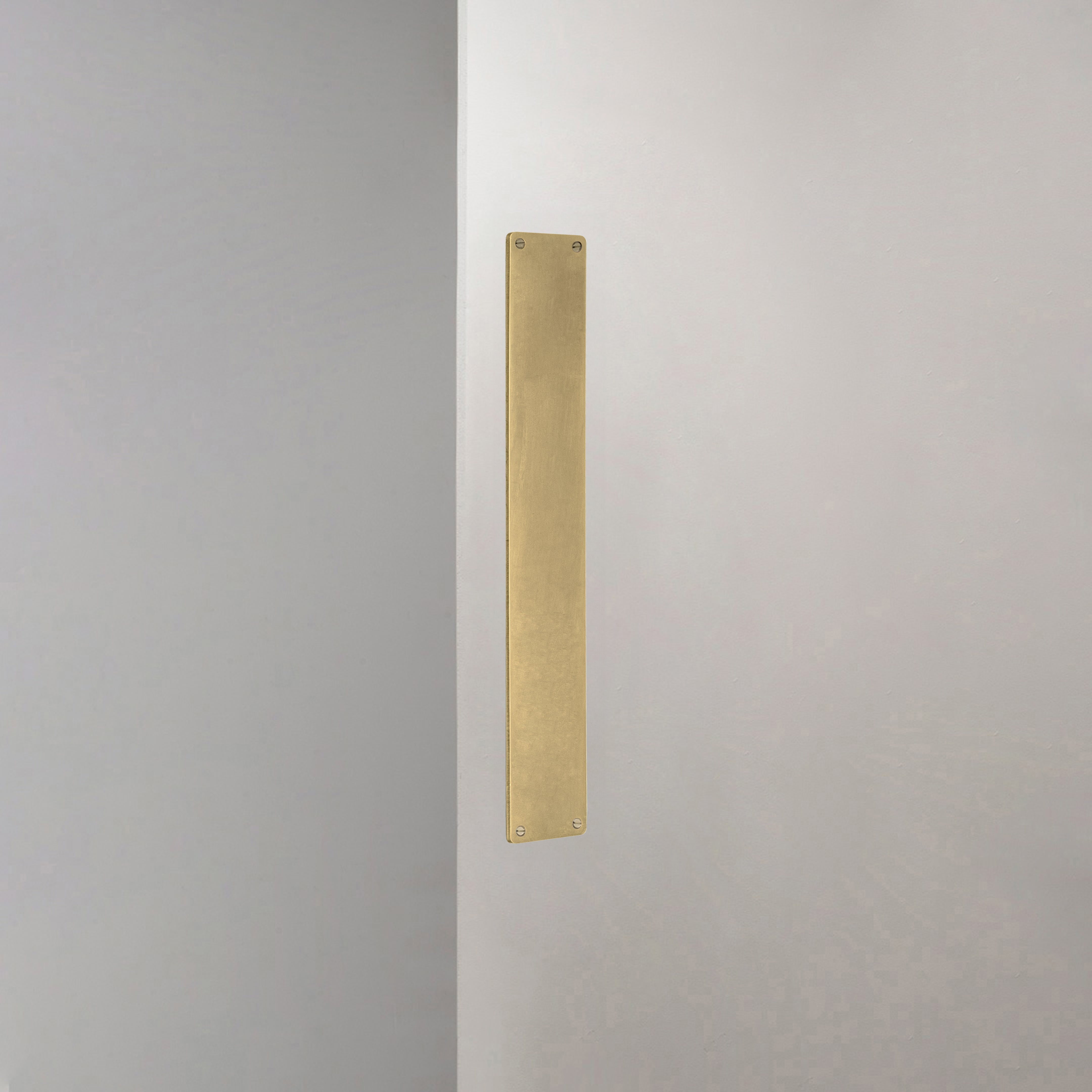 Corston Push Plate In Antique Brass On White Background