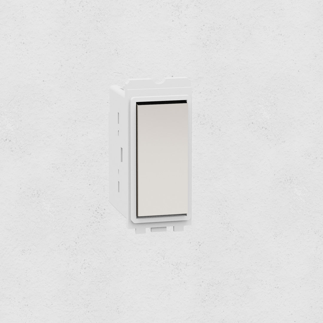 Centre Retractive Rocker Switch - Polished Nickel White