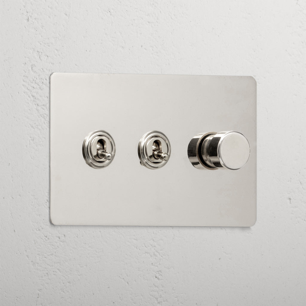 Elegant Polished Nickel 3 Gang Mixed Light Switch