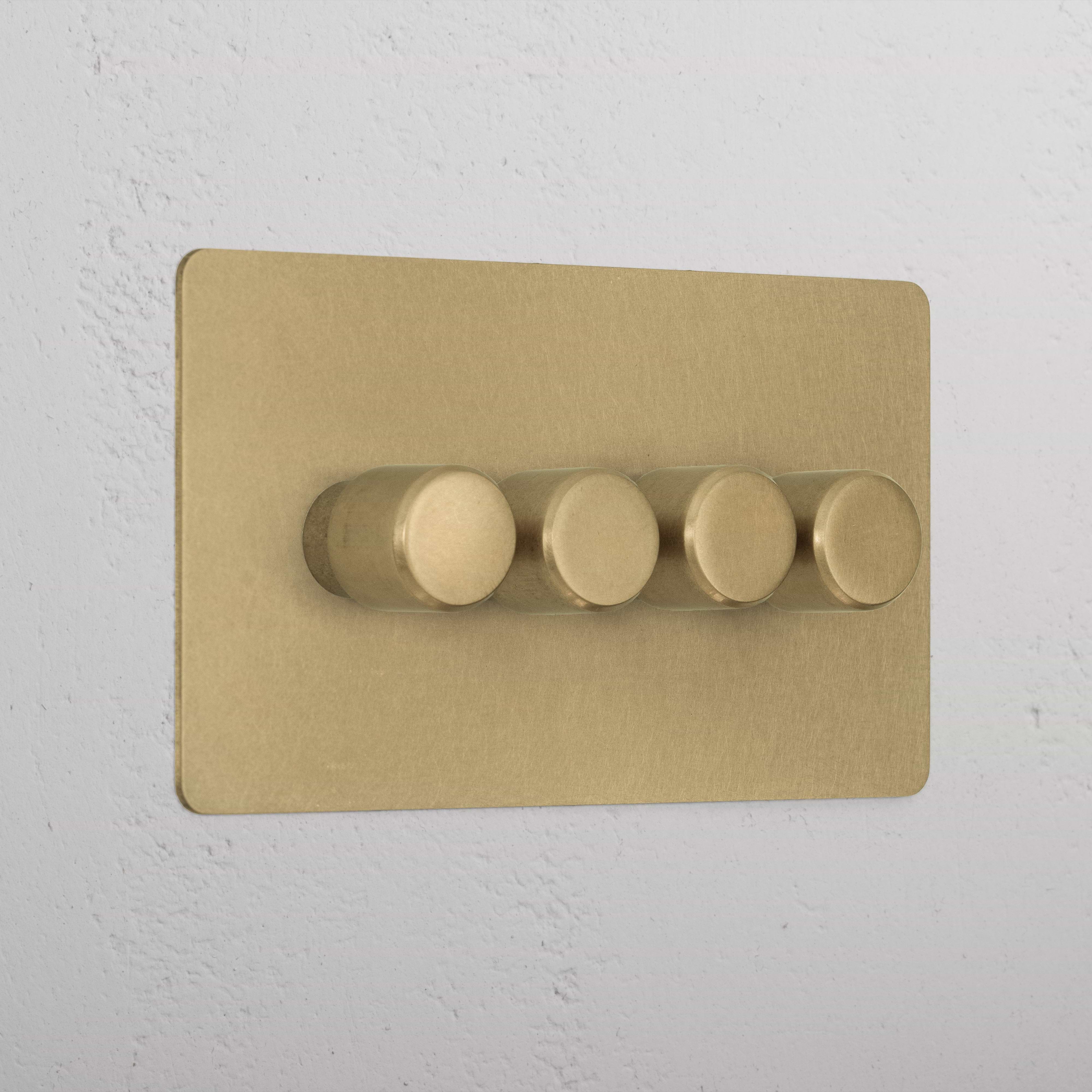 Designer Antique Brass 4 Gang 2 Way Dimmer Light Switch