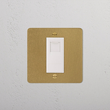Antique brass CAT6 socket with white faceplate, designed for 1G sockets & modules.