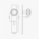Poplar Long Plate Sprung Door Knob & Euro Lock - Antique Brass  
