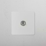 1G Retractive Toggle Switch in paintable polished nickel finish, ideal for elegant 1G switches and dimmers setup.