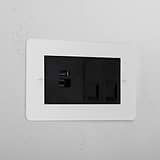 2x CAT6 + USB A+C Fast Charge Socket _ Paintable Black