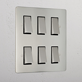 6G Two Way Rocker Switch - Polished Nickel Black