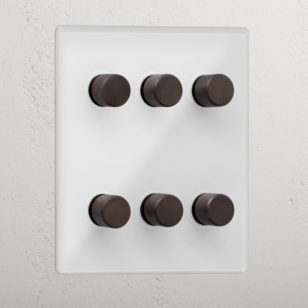 Clear Bronze 6 Gang 2 Way Dimmer Light Switch