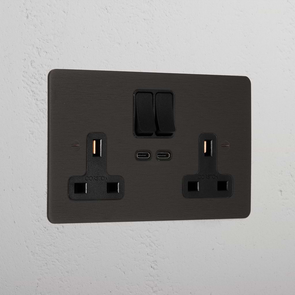 Double Socket with USB-C Fast Charge | Bronze Black – Corston