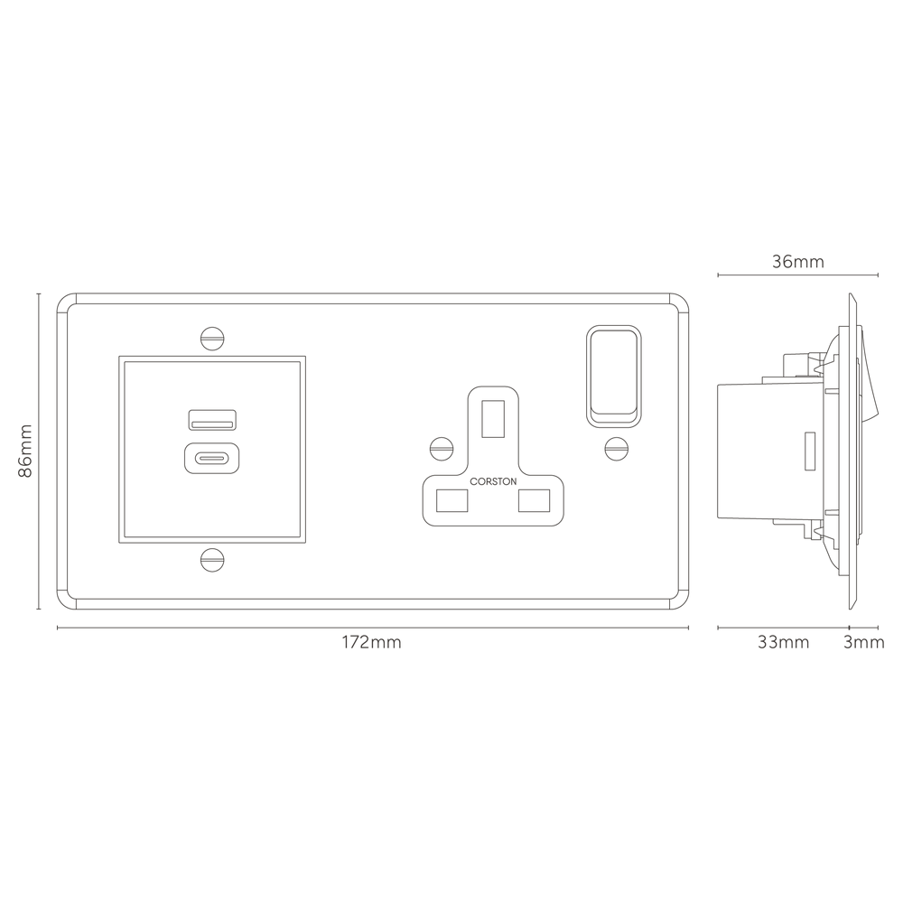 Single Module Usb Socket Single Socket & USB-C Fast Charge Clear White | Sockets & Modules