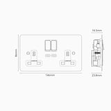 Double Socket with USB-C Fast Charge - Bronze Black