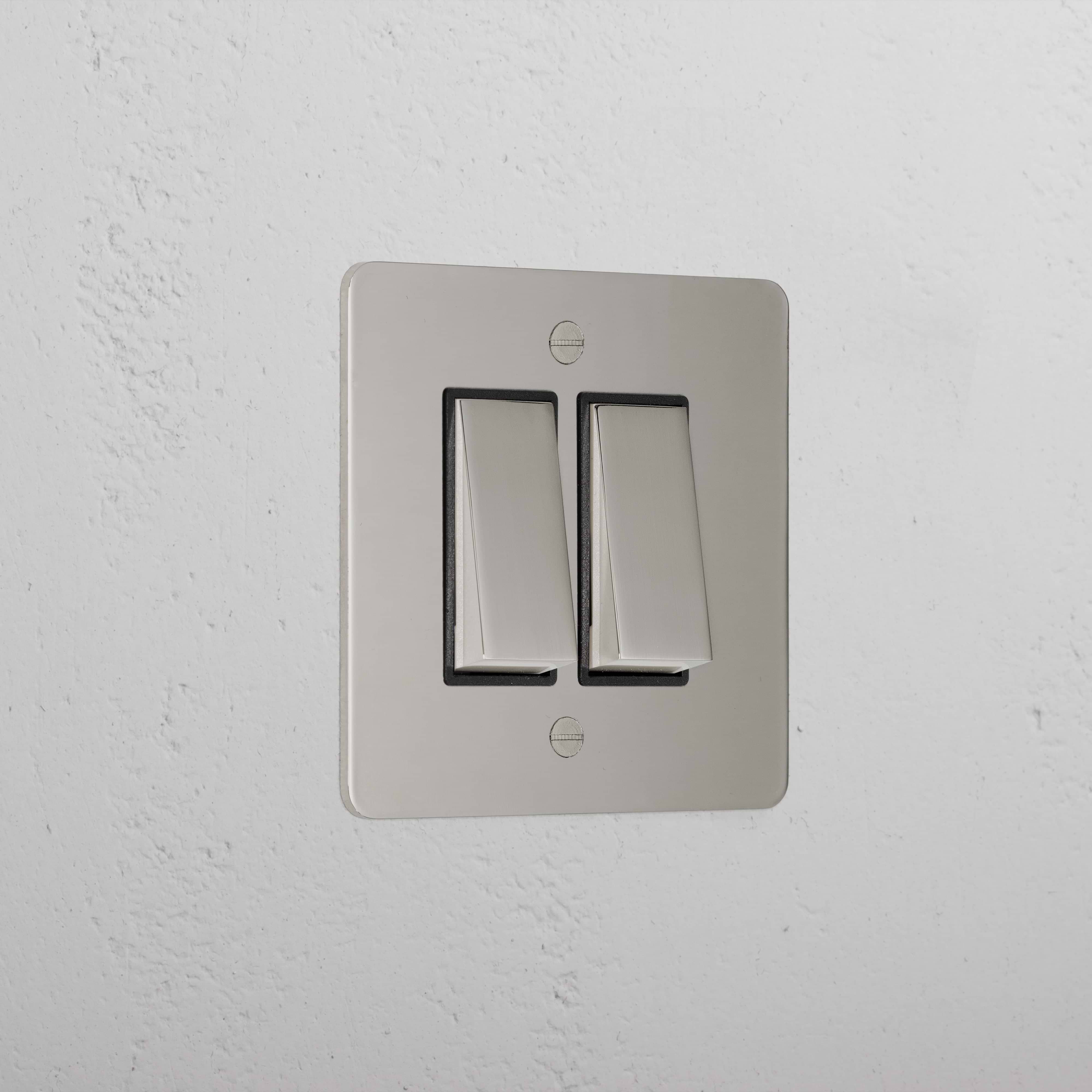 2G Two Way Rocker Switch - Polished Nickel Black