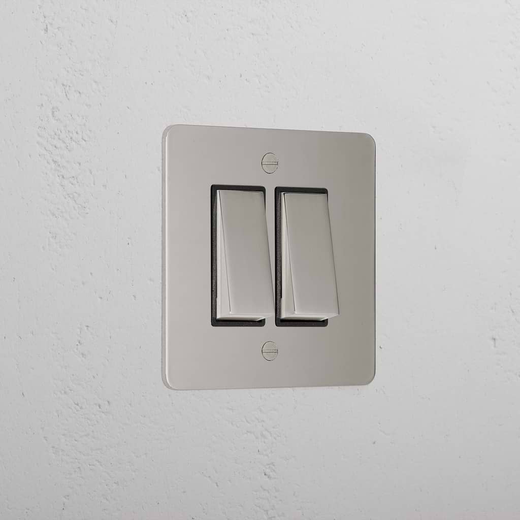 2G Two Way Rocker Switch - Polished Nickel Black