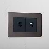 Bronze Interior 2x Usb A+C Fast Charge Socket Black