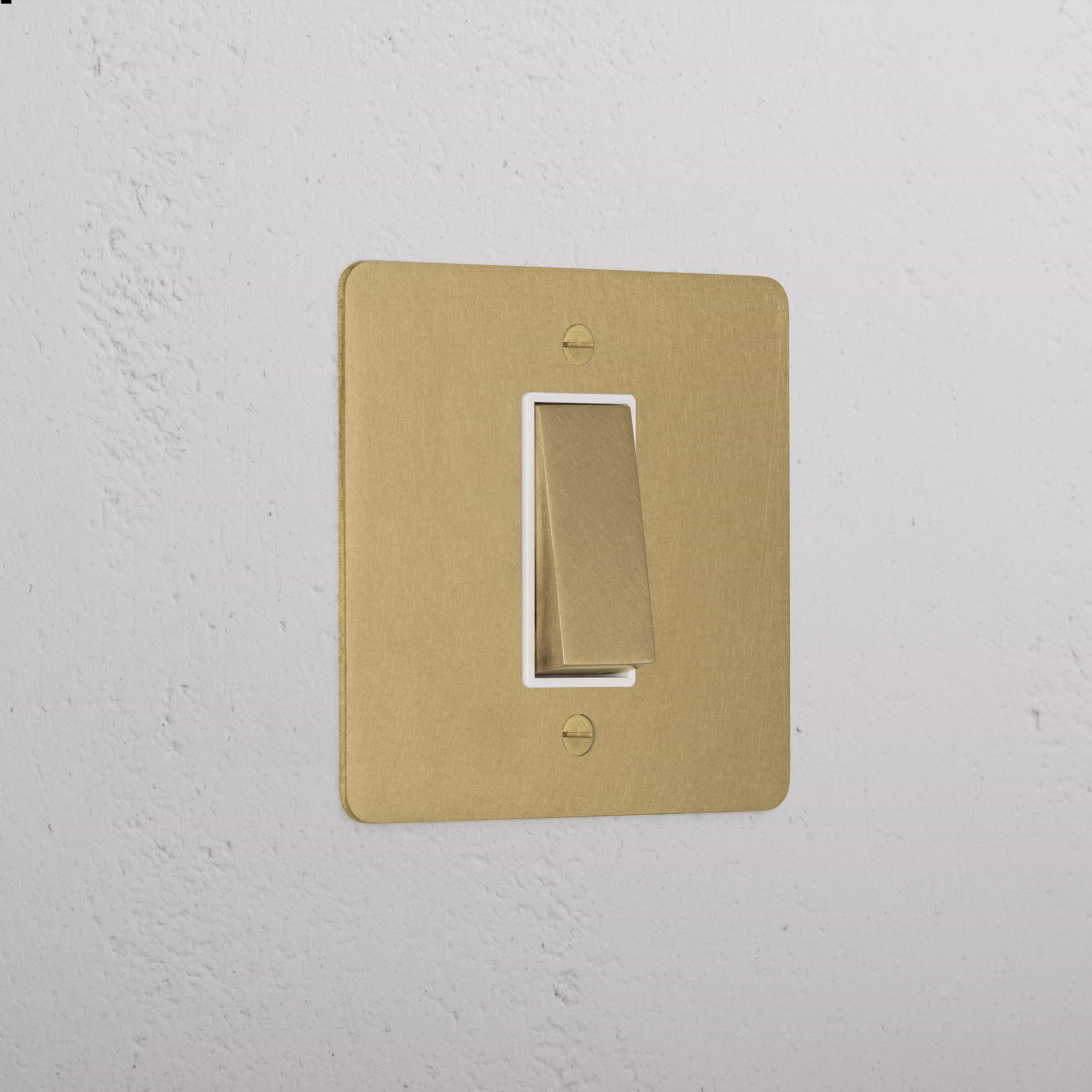 1G Retractive Rocker Switch - Antique Brass White