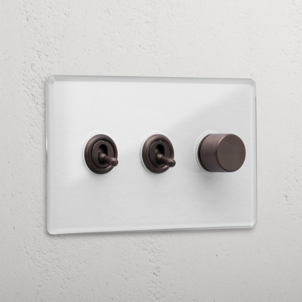 Clear Bronze 3 Gang Mixed Light Switch