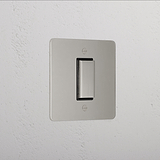 1G Centre Retractive Rocker Switch - Polished Nickel Black