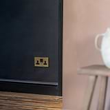 Antique brass double socket with USB-C fast charge on a black plate, suitable for 2G sockets & modules.