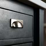 Polished Nickel Elm Cup Handle On Black Furniture