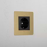 Premium Antique Brass Shuko Socket Black