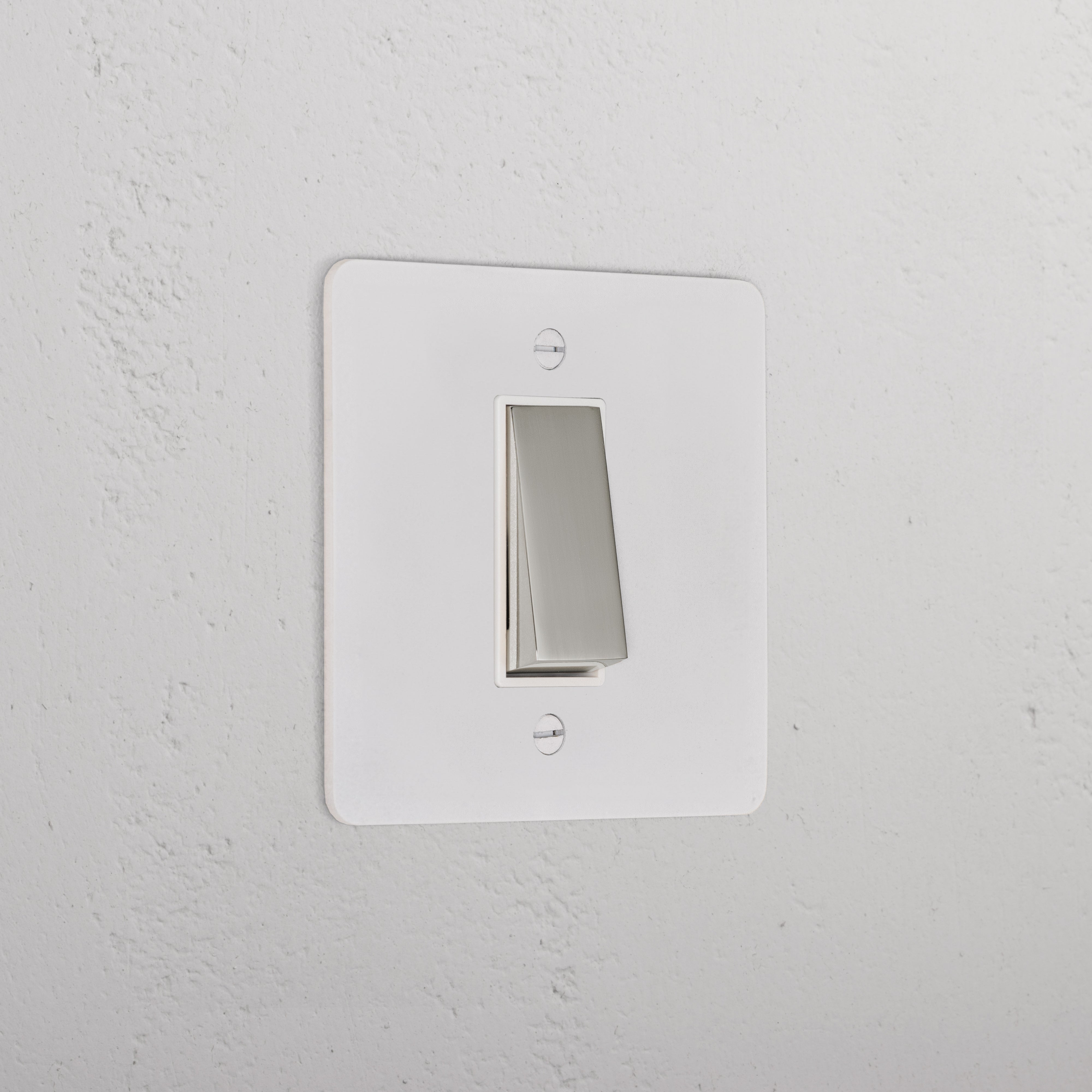 1G Double Pole Rocker Switch _ Paintable Polished Nickel White
