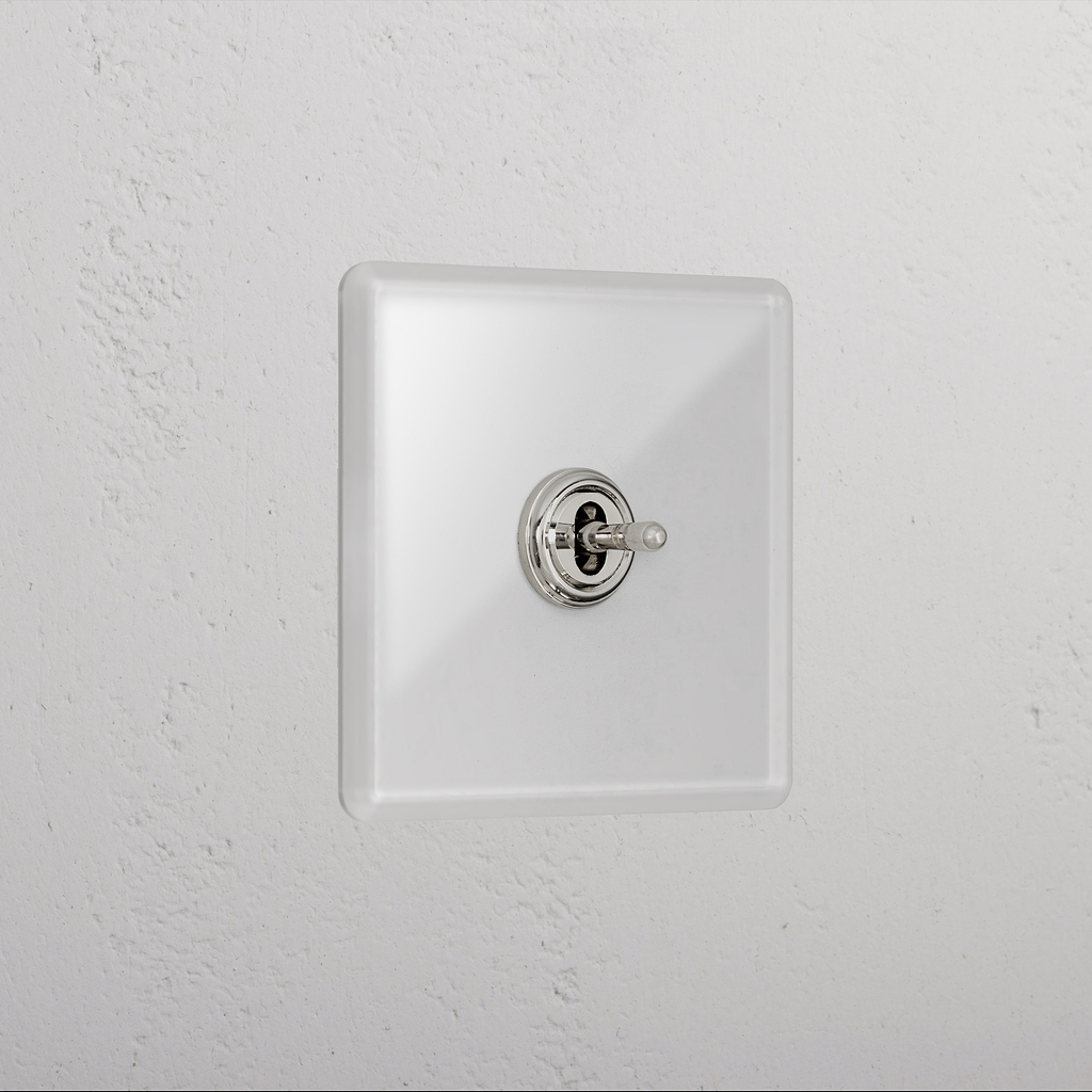 1G Centre Retractive Toggle Switch - Clear Polished Nickel