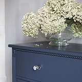 Polished Nickel Kilburn Furniture Knob On Blue Cupboard Furniture