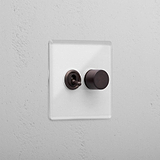 Clear Bronze 2 Gang Mixed Premium Light Switch