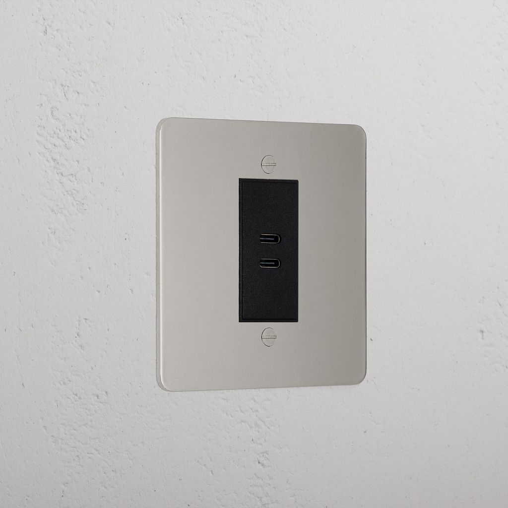 Elegant Polished Nickel Usb C+C Socket White