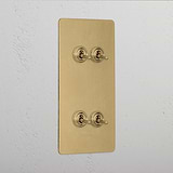 4G Vertical Two Way Toggle Switch - Antique Brass 