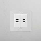 1G wall socket with 2x USB C+C ports, paintable white finish.