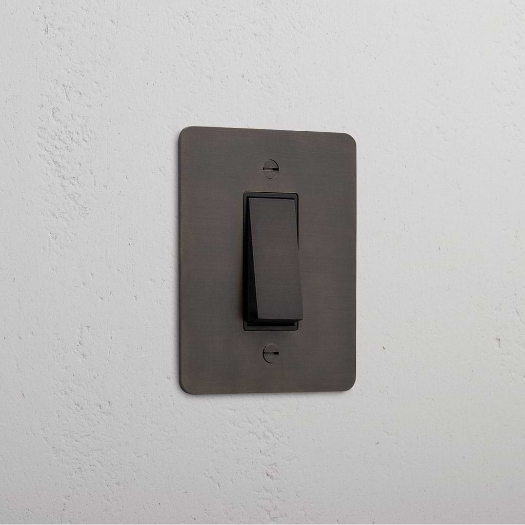 1G Two Way Rocker Slimline Switch - Bronze Black