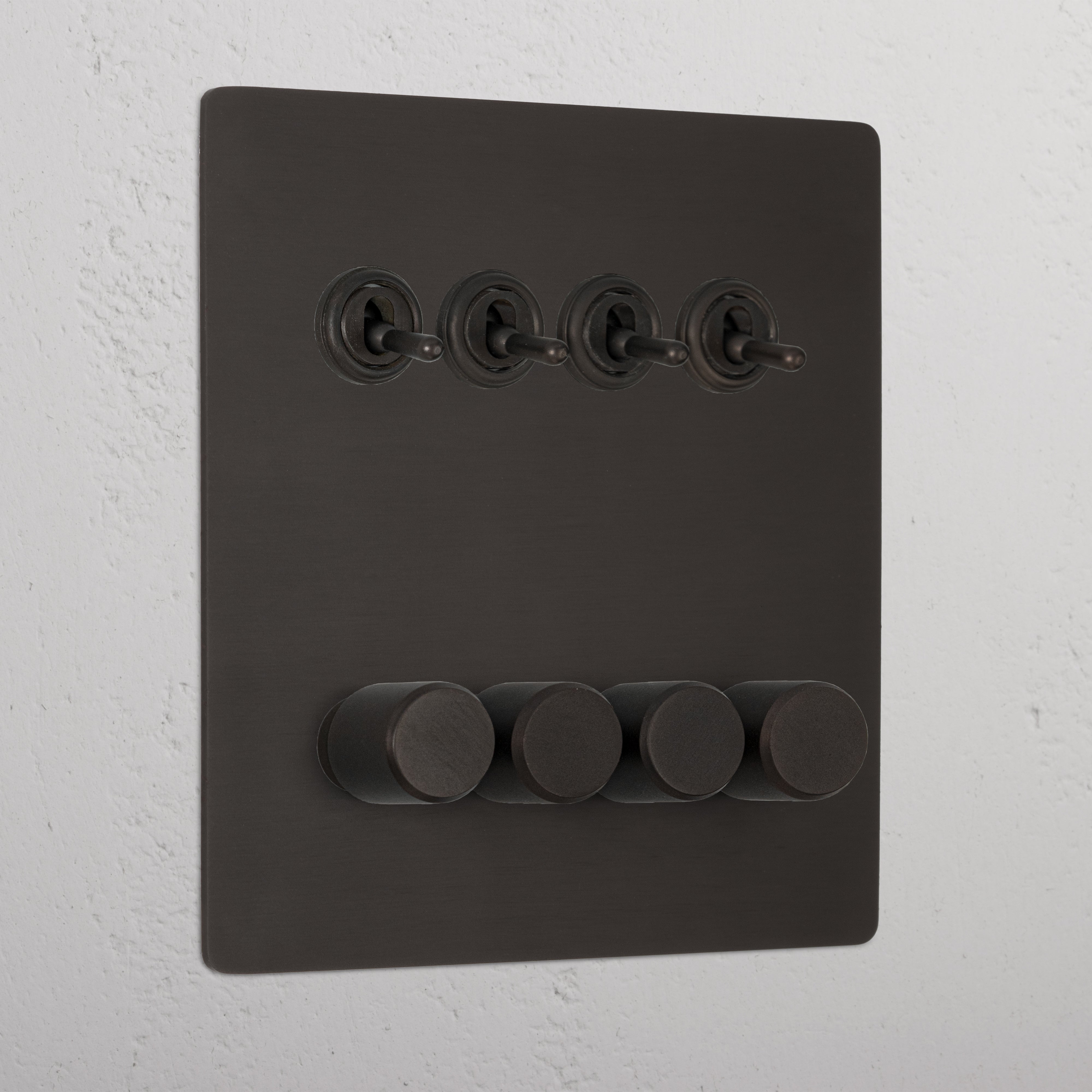 Bronze Vintage 8 Gang Mixed Light Switch