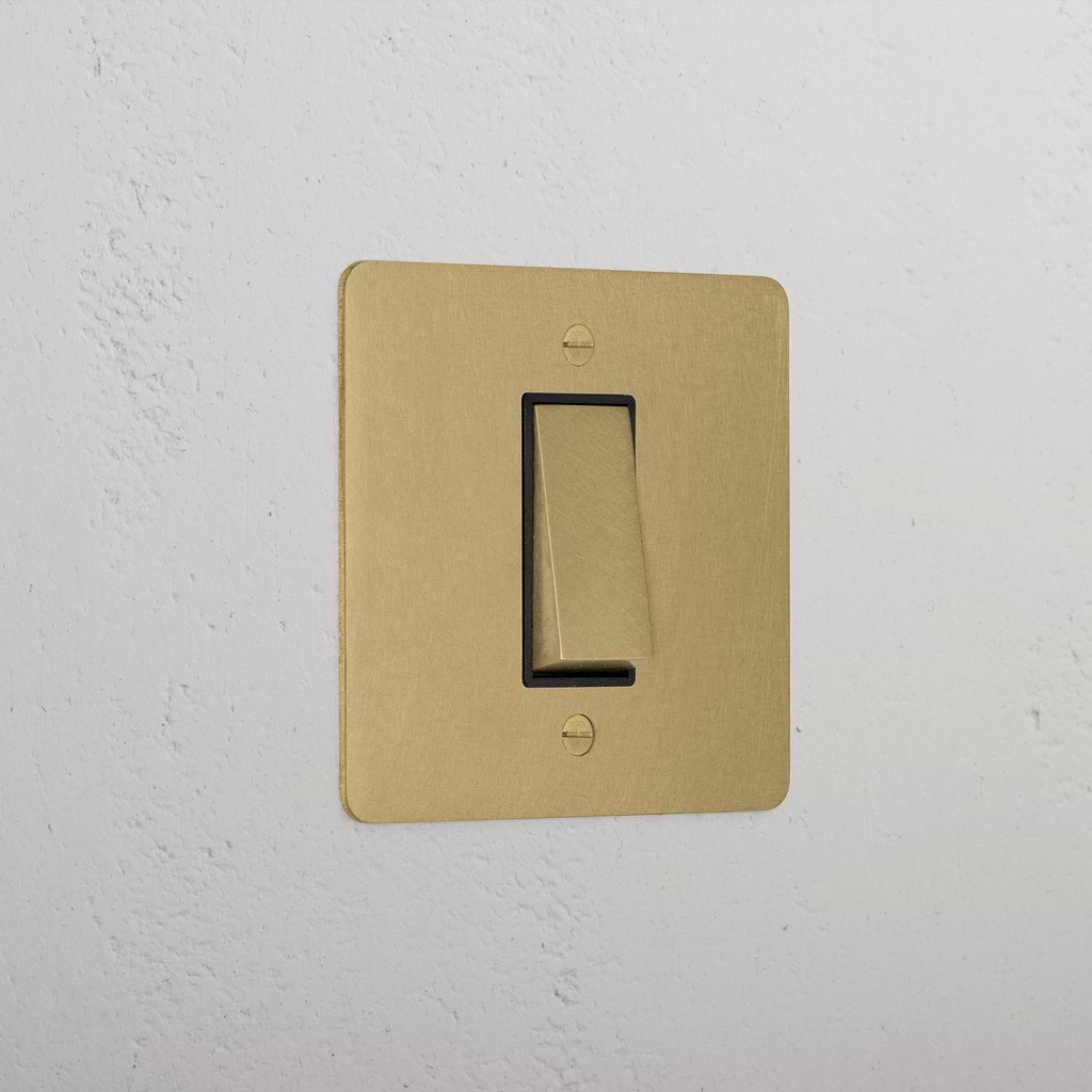 1G Retractive Rocker Switch - Antique Brass Black