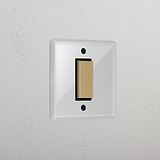 1G Centre Retractive Rocker Switch - Clear Antique Brass Black