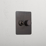 Bronze Elegant 2 Gang Mixed Light Switch