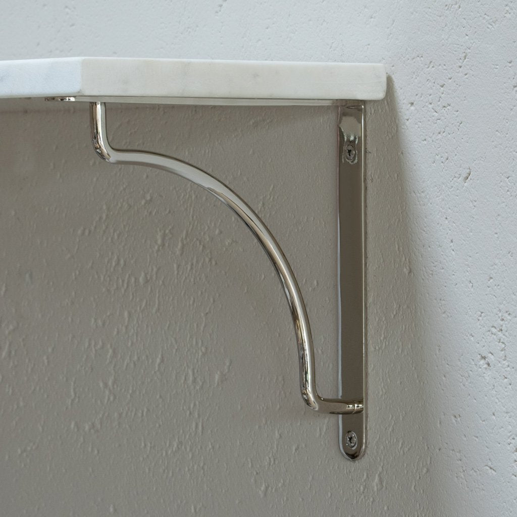 Polished Nickel Kilburn Shelf Bracket On White Background