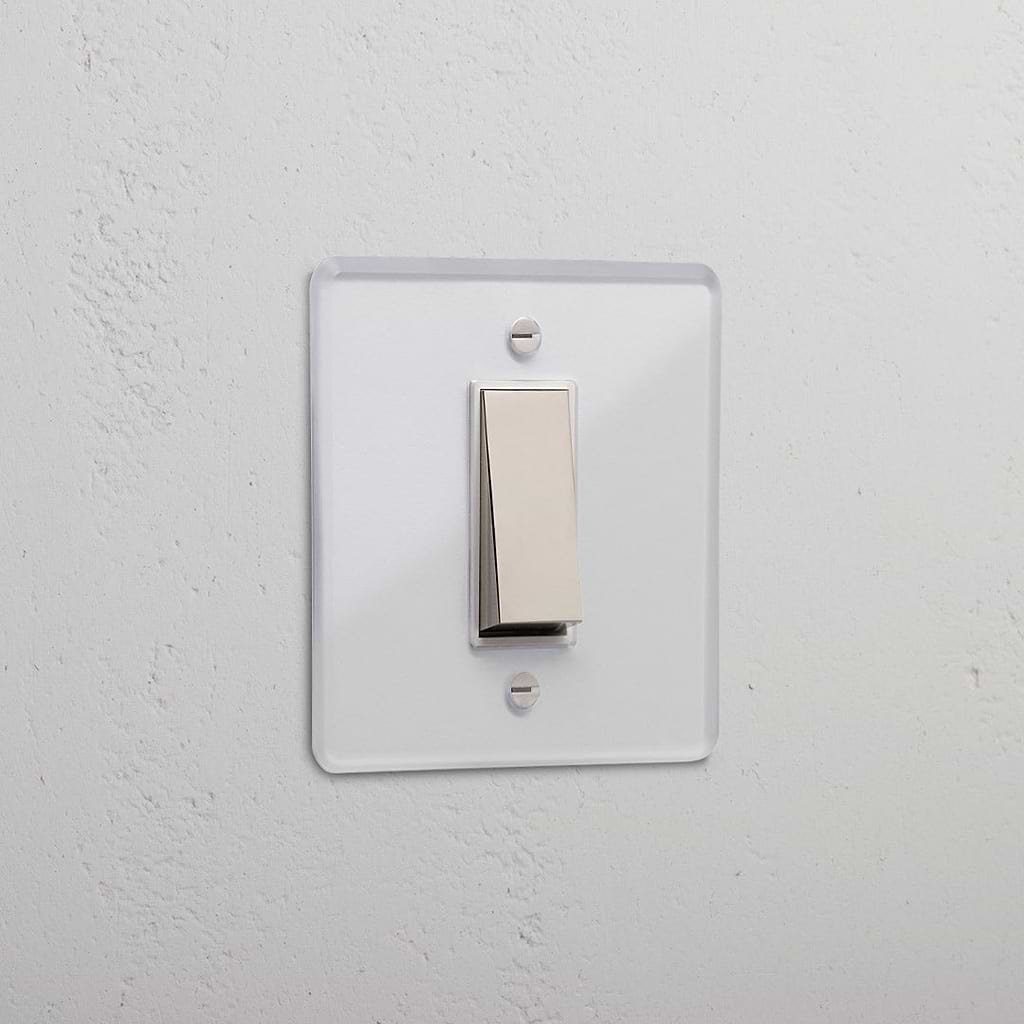 Transparent Rocker Switch 1G Centre Retractive Rocker Switch | Clear Polished Nickel White | Corston