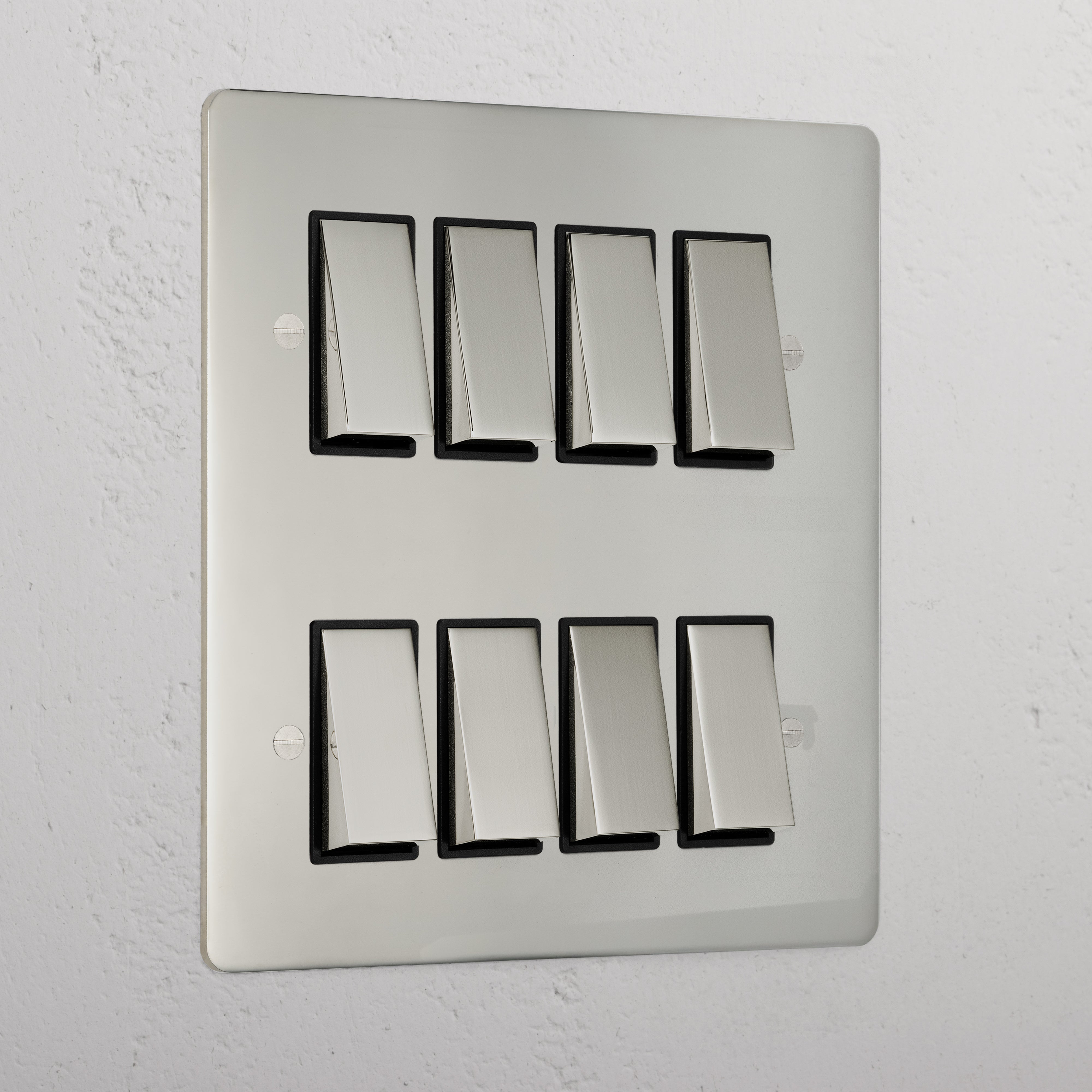 8G Two Way Rocker Switch - Polished Nickel Black