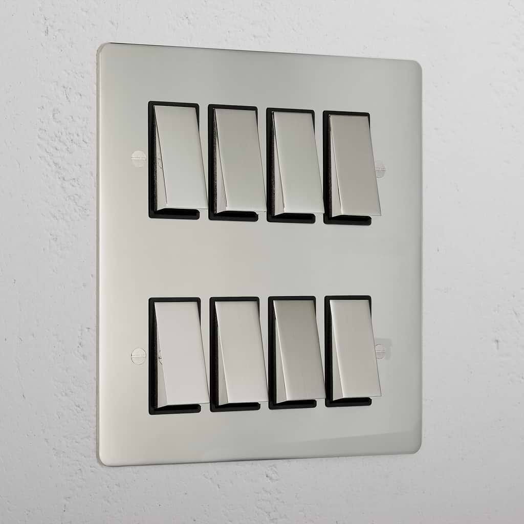 8G Two Way Rocker Switch - Polished Nickel Black