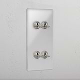4G Vertical Two Way Toggle Switch - Clear Polished Nickel  